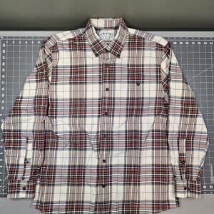 Orvis Shirt Mens Medium Plaid Twill Heavyweight Blake Oxford Classic White Green